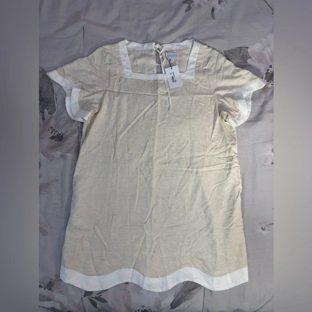 Sugarlips Gizelle Scallop Shift Mini Dress Sz XL In Natural NWT | Mini Dress - - Picture 5 of 11